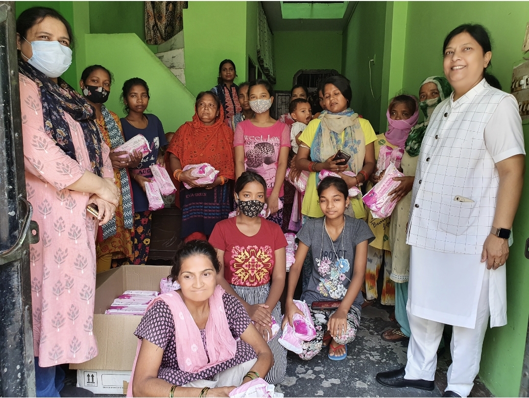 Distribution of Sanitary Napkins at Maya Nagar, Ludhiana